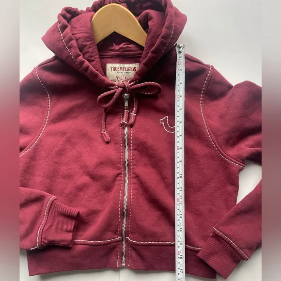 new True Religion Red Hoodie sweater cropped - Picture 4 of 9